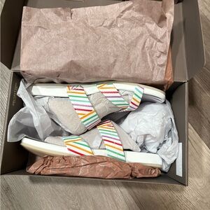 Franco Sarto Colorful Striped Sandals